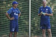 Schalke-Sportvorstand Jochen Schneider (r.) mit Cheftrainer David Wagner.