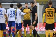 Dynamo Dresden beendete die Partie gegen den KFC mit zehn Mann.