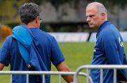 Schalkes Sportvorstand Jochen Schneider (r.) mit Ex-Trainer David Wagner.