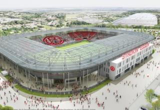 Die städtische GVE hatte sich bereits früh Gedanken gemacht, wie das Stadion an der Hafenstraße nach der nächsten Ausbaustufe aussehen soll.
