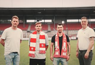 Von links nach rechts: Trainer Björn Joppe, Tobias Heering, Kilian Hornbruch, Vorstandsmitglied Dennis Kocker