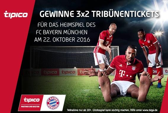 Gewinnspiel mit Tipico: 3x2 Karten für Bayern  - Gladbach