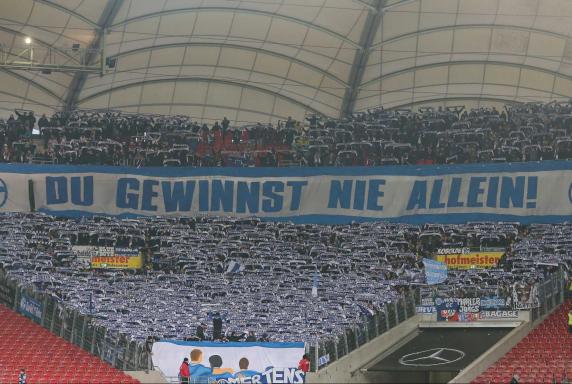 Kurve, Ultras, Schalke-Fans, Banner, Du gewinnst nie allein, Kurve, Ultras, Schalke-Fans, Banner, Du gewinnst nie allein