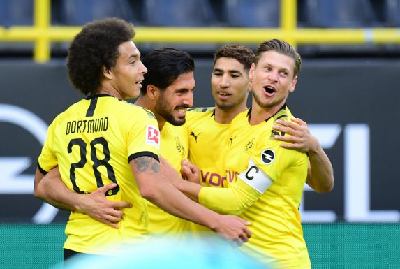 Emre Can (zweiter von links) erzielte das Dortmunder Siegtor.