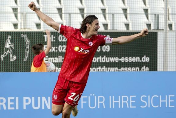 Philipp Zeiger verlässt Rot-Weiss Essen am Ende der Saison. Im RWE-Trikot erzielte der Abwehrmann 14 Tore.