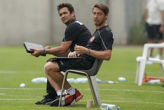 Sitzen auch zur neuen Regionalliga-Saison auf der Trainerbank von Fortuna Düsseldorf II: Nico Michaty (links) und Andreas Lambertz.