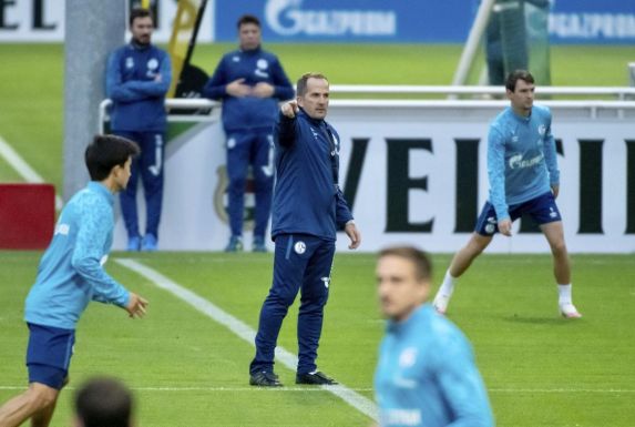 Schalke-Trainer Manuel Baum beim Training am Mittwoch.