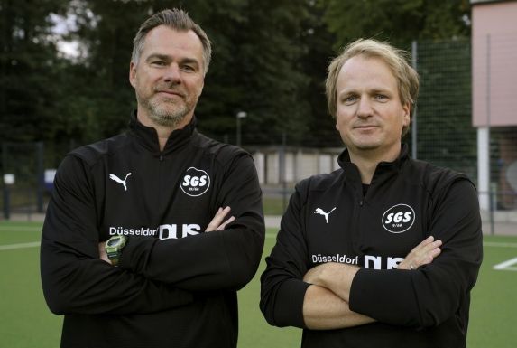 Schönebeck-Trainer Ulf Ripke (l.) mit seinem Co-Trainer Kevin Busse.