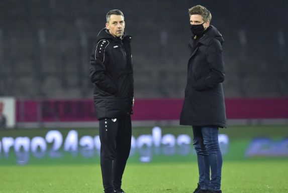 Rödinghausens Trainer Nils Drube (links) und Geschäftsführer Alexander Müller.