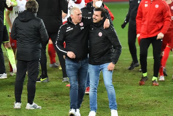 Die sportlichen Verantwortlichen bei Rot-Weiss Essen: Trainer Christian Neidhart (links) und Manager Jörn Nowak.