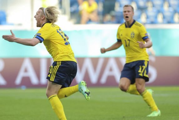 Schwedens Emil Forsberg schoss gegen die Slowakei das 1:0.