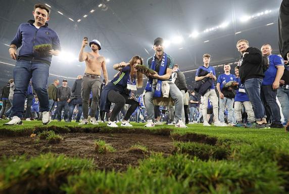 Schalke: Fans plündern Spielfeld und verkaufen Rasen im Internet