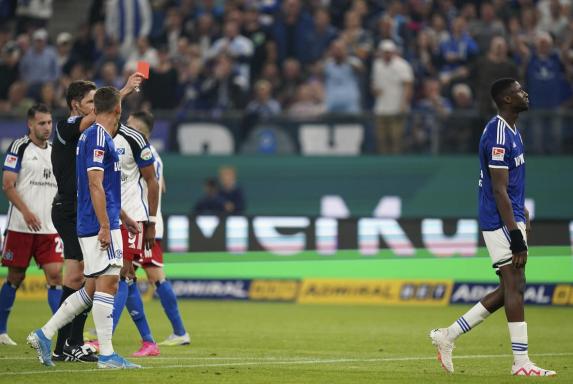 Schalke-Verteidiger Ibrahima Cissé sieht beim 3:5 gegen HSV Rot. 