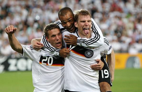 Von links: Lukas Podolski, David Odonkor und Per Mertesacker.