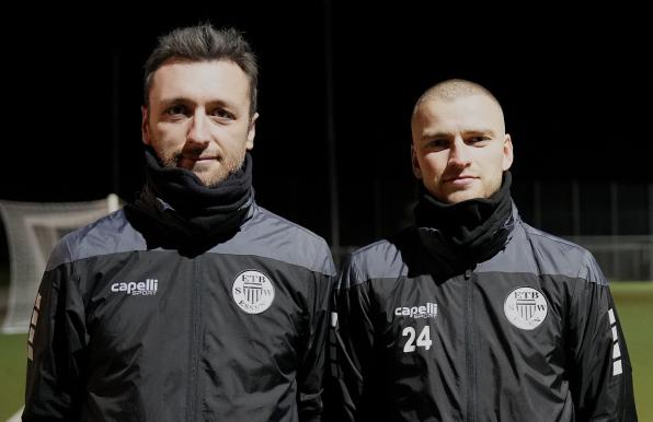 Von links: Trainer Damian Apfeld und sein Neuzugang Nico Lucas.
