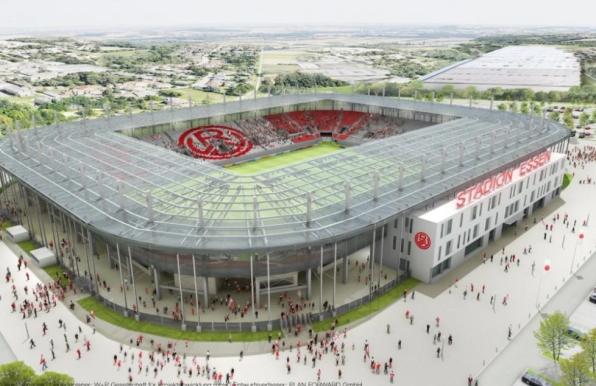 Die städtische GVE hatte sich bereits früh Gedanken gemacht, wie das Stadion an der Hafenstraße nach der nächsten Ausbaustufe aussehen soll.
