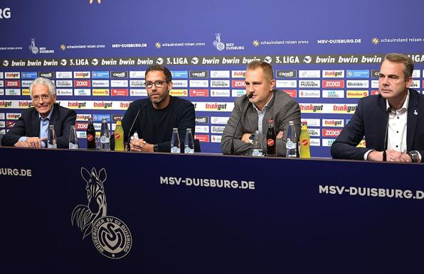 Von links: Präsident Ingo Wald, Trainer Boris Schommers, Sportchef Chris Schmoldt und Geschäftsführer Peter Mohnhaupt. 