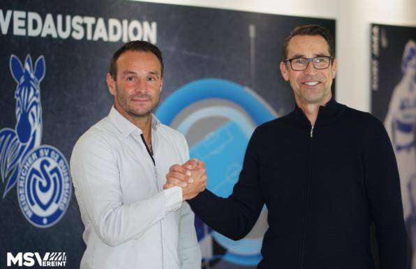 Dietmar Hirsch (links) ist der auserwählte Trainer von MSV-Geschäftsführer Michael Preetz.